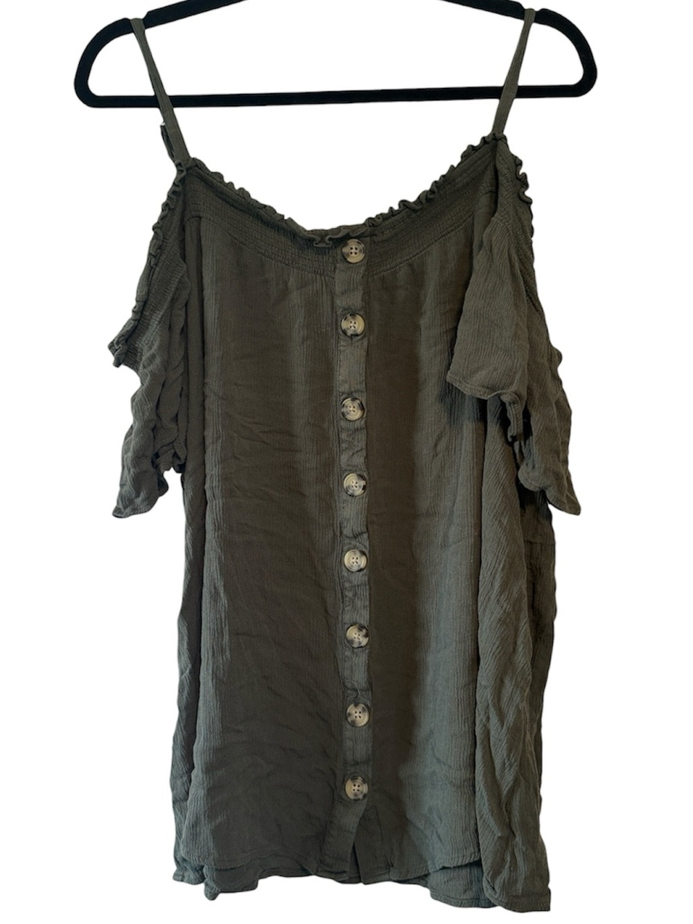 ☀️ Torrid Dark Green Cold Shoulder Top